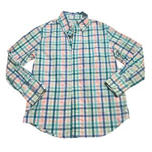 Crewcuts Plaid Long Sleeve Button Up sz 6/7 Spring Plaid Oxford Shirt